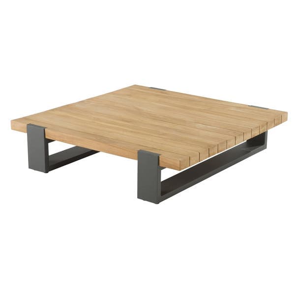 Mesa de Apoio para Jardim Quadrada 21x90x90cm Alumínio Marrom Greffin Naterial