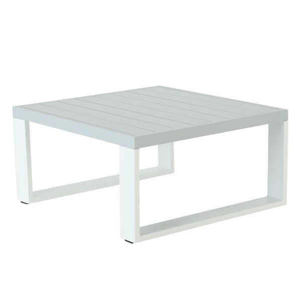 Mesa de Apoio para Jardim Quadrada em Alumínio 89,5x89,5x45cm Branco|Cinza Athena Naterial