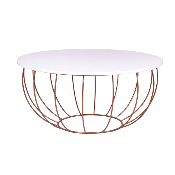 Mesa de Apoio para Jardim Redonda Metal 80x40x80cm Marrom Shangai