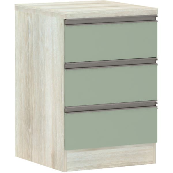 Mesa de Cabeceira prime leg 3 gav verde Jade 60,5x40,5x43,5cm Luciane