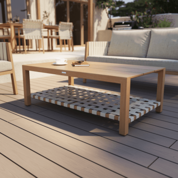Mesa de centro para Jardim Alumínio Okinawa 38x71x120cm Bege Naterial