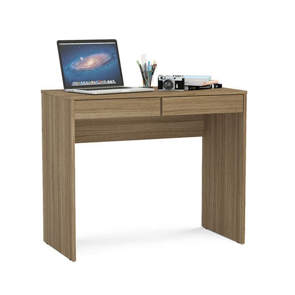 Mesa de Computador 90cm 2 Gavetas Castanho Tijuca Politorno