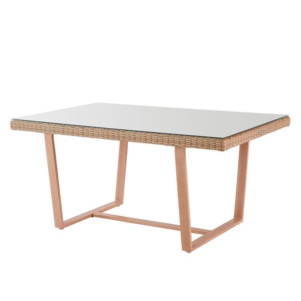 Mesa de Jardim Alumínio e Fibra Sintética 74x100x200cm Bege Medena Naterial