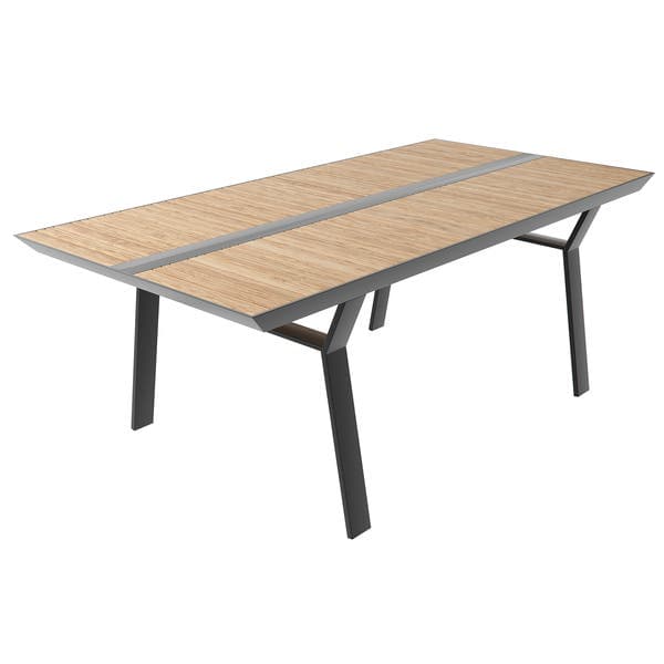 Mesa de Jardim de Alumínio|Madeira Teca Cinza 75x100x200cm Ionis Naterial