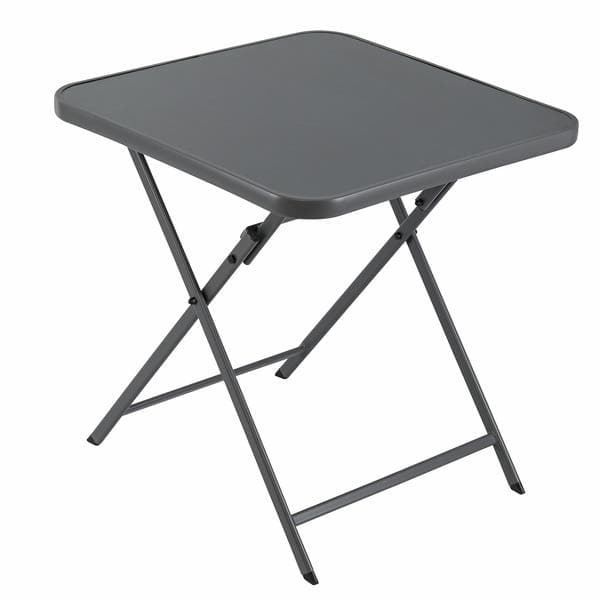 Mesa de Jardim Dobrável Aço 72x70x70cm Cinza Emys Naterial