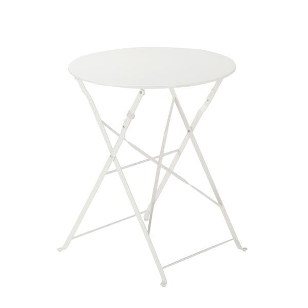 Mesa de Jardim Dobrável Redonda em Aço 71x60x60cm Creme Flora Origami Naterial