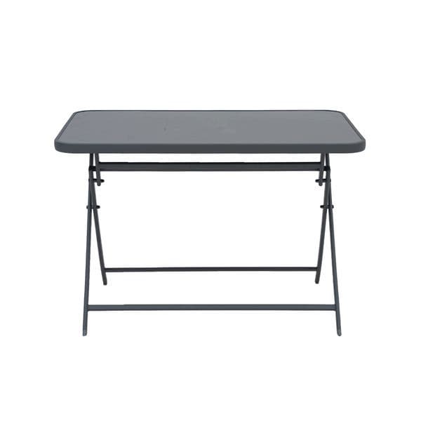 Mesa de Jardim Dobrável Retangular 4 Lugares Aço Pintado 72x70x110cm Cinza Escuro Interlagos Importado