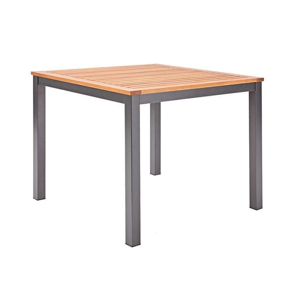 Mesa de Jardim em Alumínio|Madeira 74x89x89cm Cinza|Marrom Oris Naterial