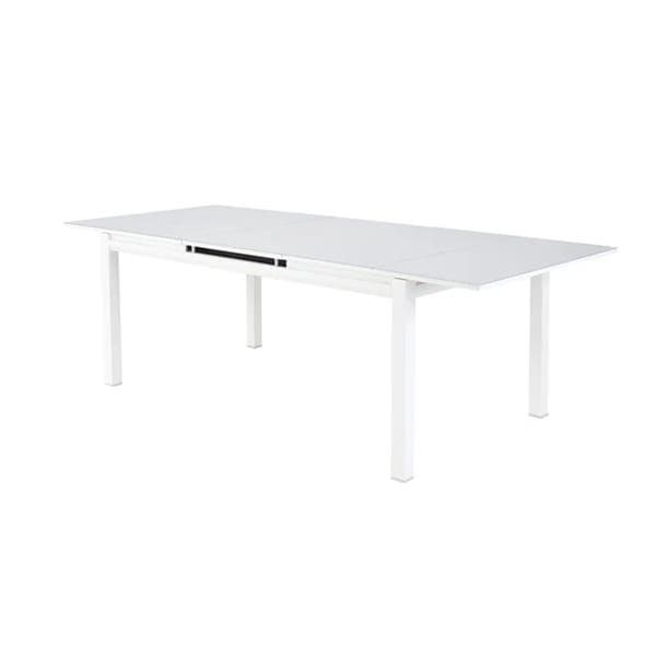 Mesa de Jardim Extensível 6 a 8 Lugares em Alumínio 76x100x180|240cm Branca Odyssea II Glass Naterial
