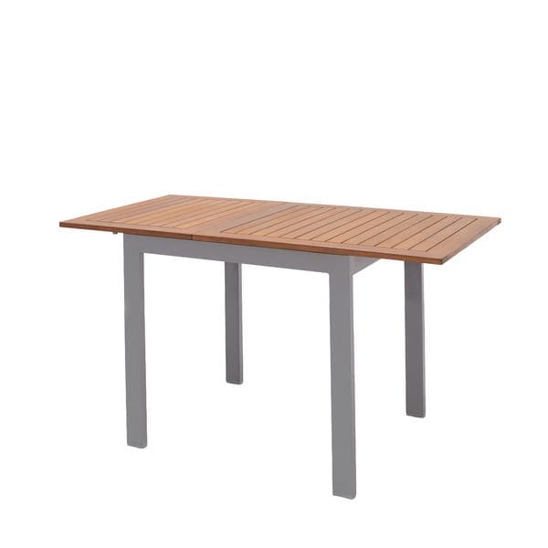 Mesa de Jardim Extensível 75x75|126cm Alumínio e Eucalipto Barcelona Importada