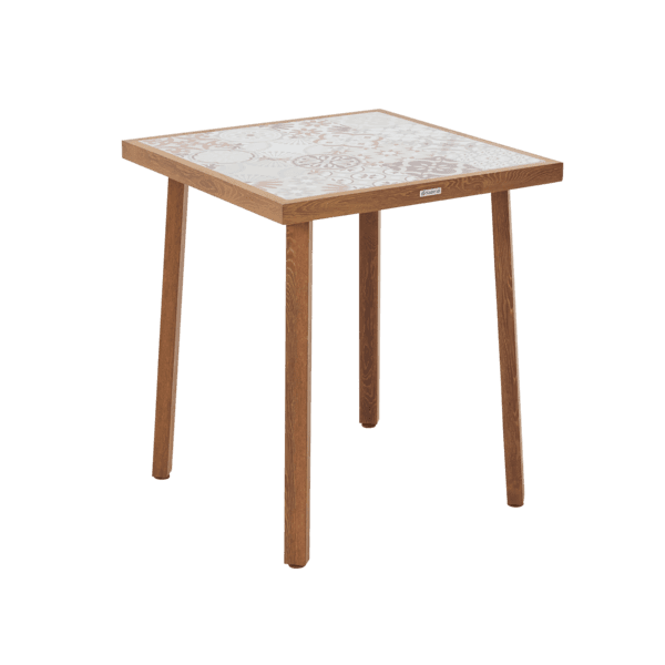 Mesa de Jardim Gaia 4 Lugares Quadrada 75x65,5x65,5cm Alumínio Marrom Naterial