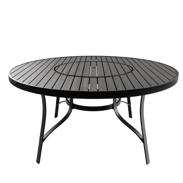 Mesa de Jardim Redonda com Centro Giratório em Alumínio 72x150x150cm Chumbo Porto Rico Portinaty