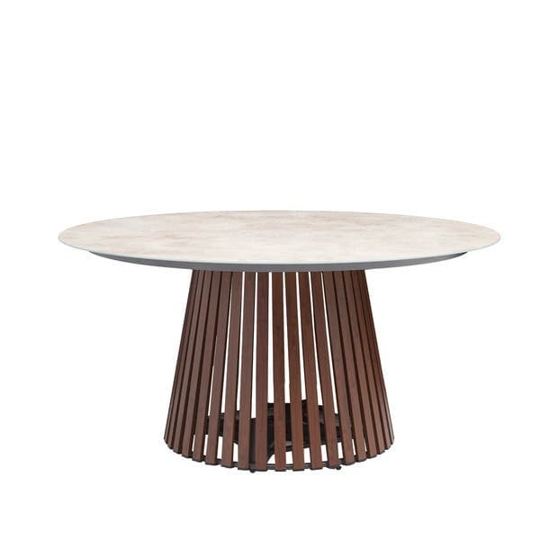 Mesa de Jardim Redonda em Alumínio 74x150cm Marrom Retrô Naterial