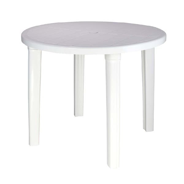 Mesa de Jardim Redonda em Plástico 72x90x90cm Branca Cassino Tramontina