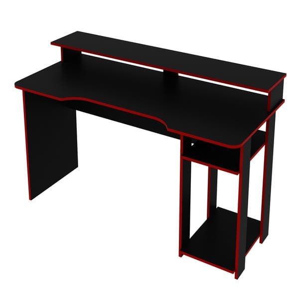 Mesa Gamer 89,5X136X60cm Madeira Preto e Vermelho TecnoMobili