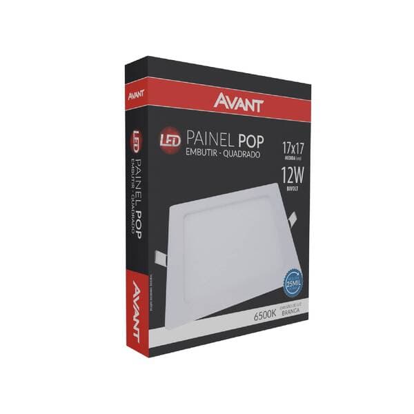 Painel de Led Embutir Quadrado Branco 12W Avant Iluminação 17x17cm