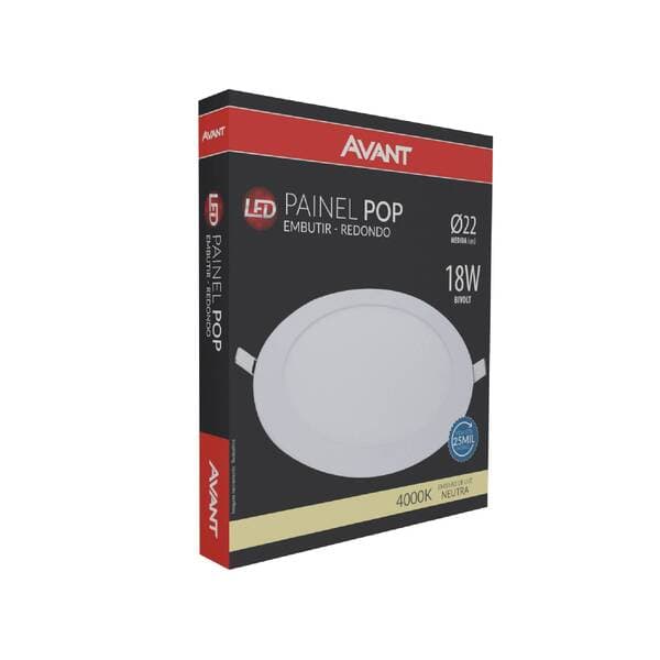 Painel de Led Redondo Luz Neutra 18W Avant Iluminação 22,5cm