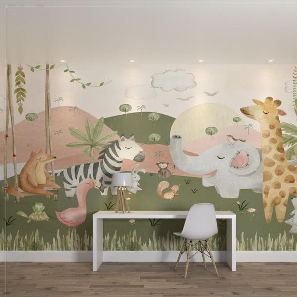 Painel de Parede de Poliéster e PVC Safari Colorido 1,7x4m Muse