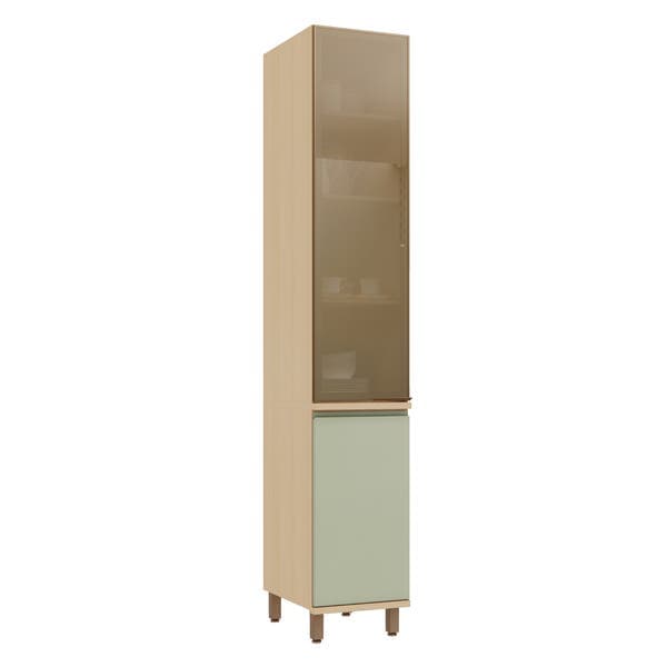 Paneleiro 2 Portas 40x230x53cm Madeira Domus Carvalho UV e Verde Luciane
