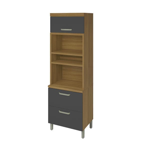 Paneleiro MDF Freijó e Grafite com 1 Gaveta e 2 Portas 70x221,5x52cm Safira Nesher
