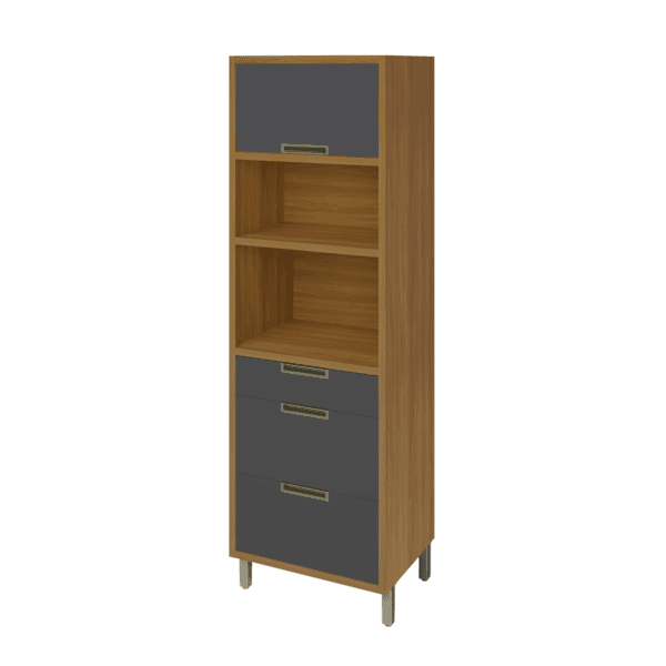 Paneleiro MDF Freijó e Grafite com 3 Gavetas e 1 Porta 70x221,5x52cm Turquesa Nesher