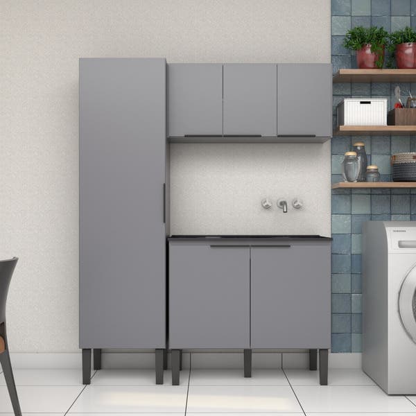 Paneleiro MDP Cinza com 1 Porta 51x170x51cm Cisne Cozimax