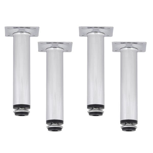 Pé Regulável para Móveis Ferro 15cm até 16cm 50kg Prata Cromado Cilíndrico 4 unidades