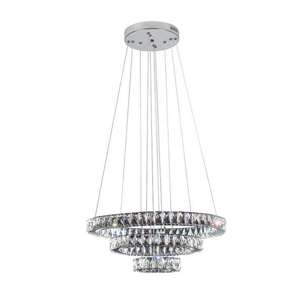 Pendente Anéis com LED Cristal Prata Pendente Tokyo LED LLUM Bronzearte