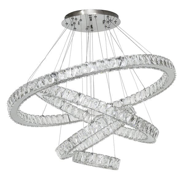 Pendente Anéis com LED Cristal Transparente Casual e Decorativo LLUM Bronzearte