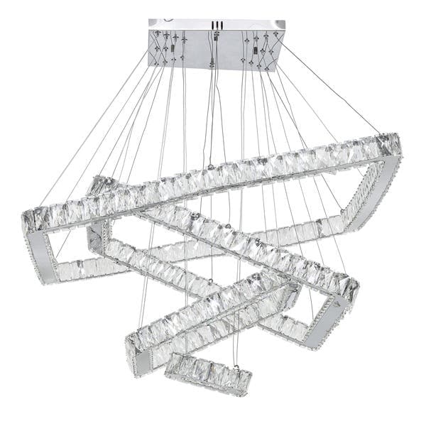 Pendente Anéis com LED Cristal Transparente Casual e Decorativo LLUM Bronzearte