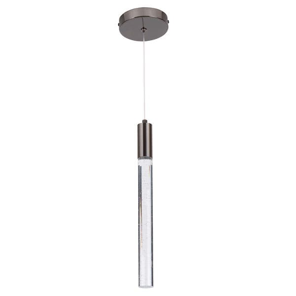 Pendente Cilindro Com LED Metal e Vidro Preto Nix Gmh
