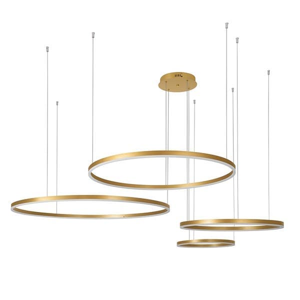 Pendente com LED Luz Amarela IP20 Open Cosmos 4 Aros 40/60/80/100cm Gold GMH