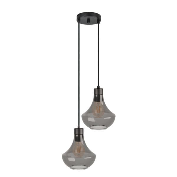 Pendente Cone para 2 Lâmpadas Vidro Fumê Verbena Blumenau Iluminação
