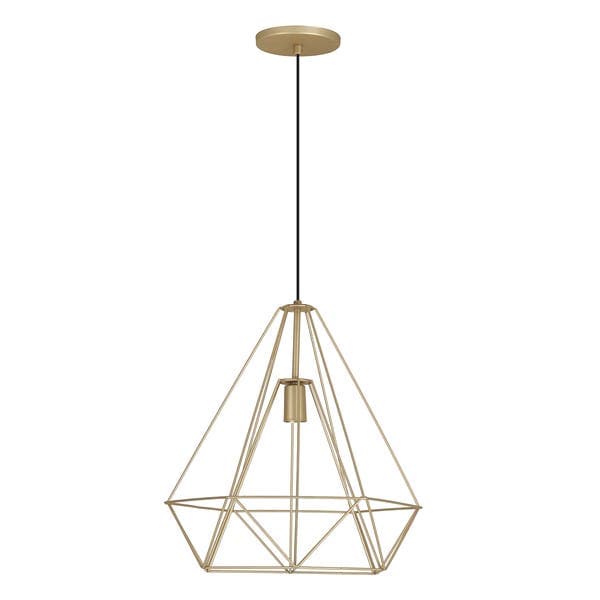 Pendente Diamante 1 Lâmpada Metal Dourado Auremar