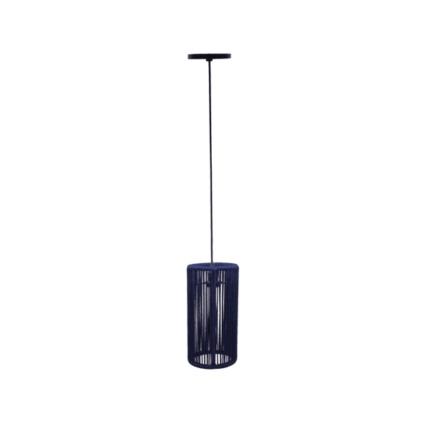 Pendente Externo Cilindro de Alumínio e Corda Náutica Azul Ibiza Pequeno Fibrartes