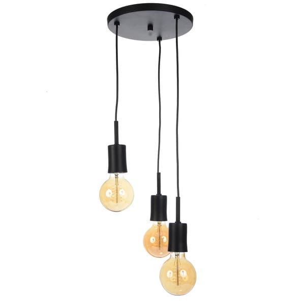 Pendente Linear 3 Lâmpadas Preto E27 Pantoja & Carmona