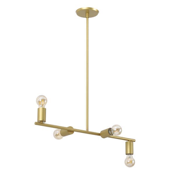 Pendente Linear 4 Lâmpadas Dourado Fosco E27 Pantoja & Carmona