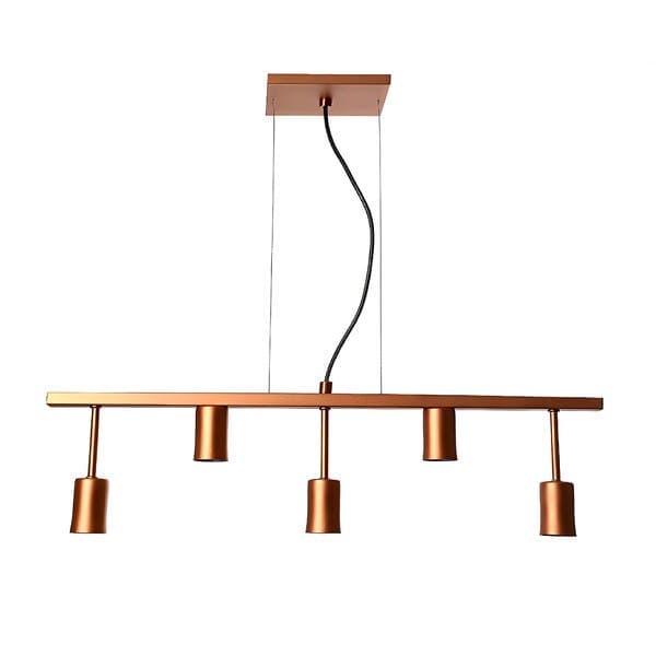 Pendente Linear 5 Lâmpadas Metal Cobre Pantoja & Carmona