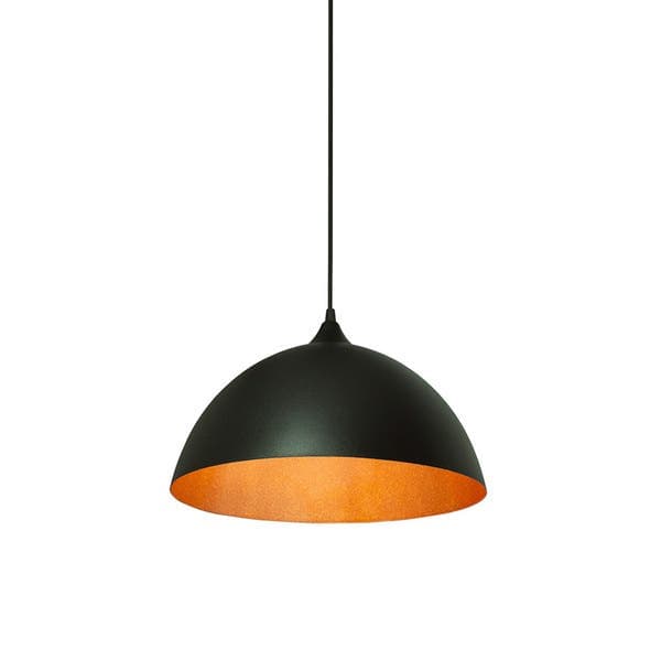 Pendente Meia Bola 1 Lâmpada Metal Preto e Cobre Broolyn Taschibra