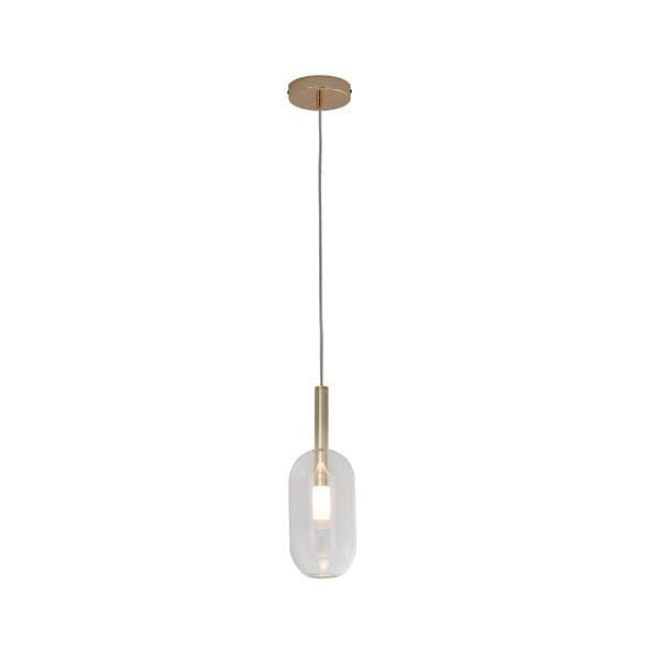 Pendente Oval 1 Lâmpada Metal e Vidro Incolor Remi Hevvy Iluminação