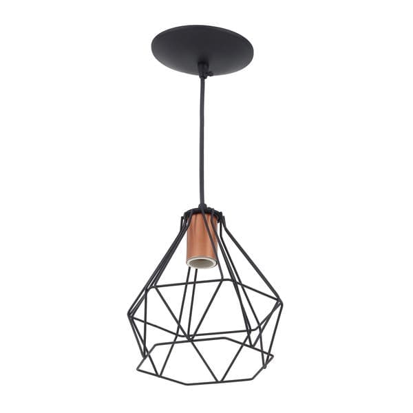 Pendente Oval 1 Lâmpada Metal Preto Star Emalustres