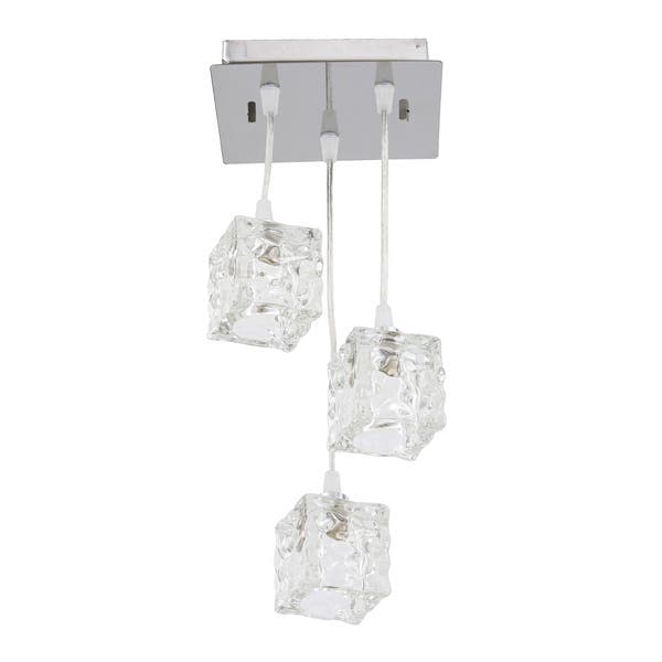 Pendente Quadrado 3 Lâmpadas Vidro Transparente Casual e Decorativo LLUM Bronzearte