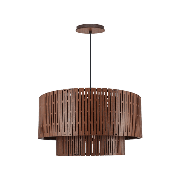 Pendente Redondo 1 Lâmpada MDF Imbuia Loures Duplo