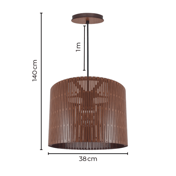 Pendente Redondo 1 Lâmpada MDF Imbuia Loures G