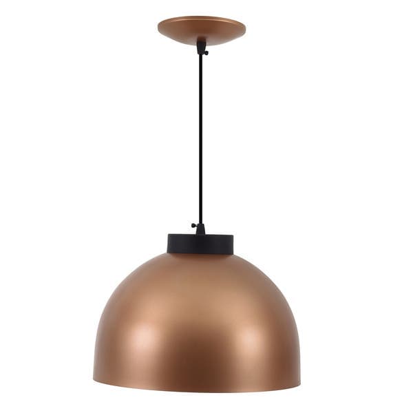 Pendente Redondo 1 Lâmpada Metal Cobre e Preto Luns Emalustres