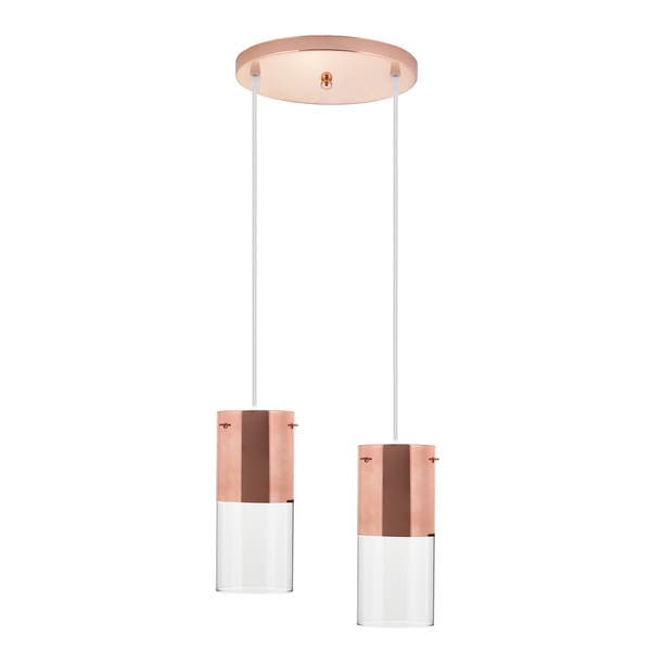 Pendente Redondo 2 Lâmpadas Vidro Cobre First Difusor LLUM Bronzearte