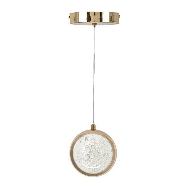 Pendente Redondo com LED Metal e Vidro Dourado Saturno GOLD Gmh