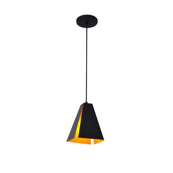 Pendente Retangular 1 Lâmpada Metal Dourado Egito Attena Iluminação