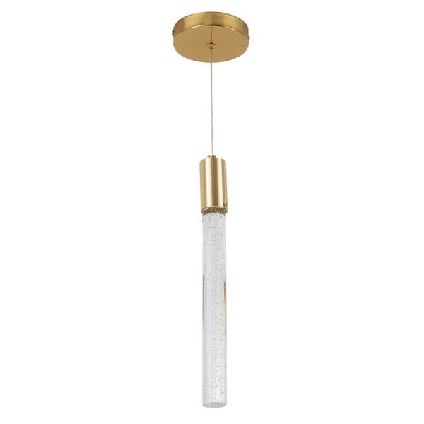 Pendente Tubo com LED Metal e Vidro Dourado Nix GOLD Gmh