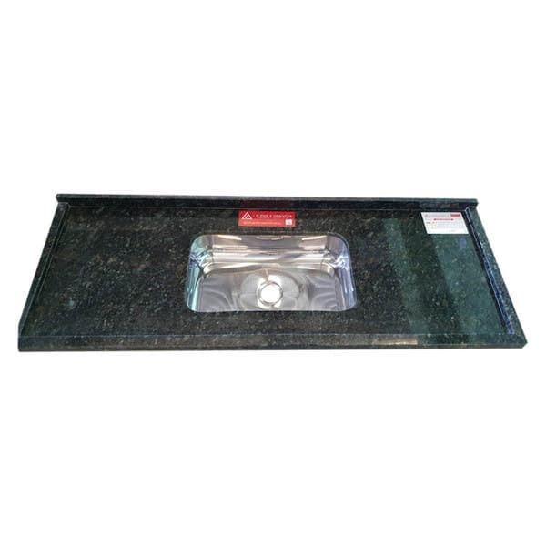 Pia de Cozinha Granito Verde Ubatuba 120cm Plus Cuba Simples L.A. Pias e Granitos